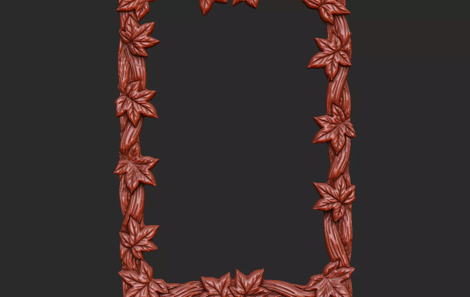 wood mirror frame leave nature carve oak maple winter design 3D print model_3