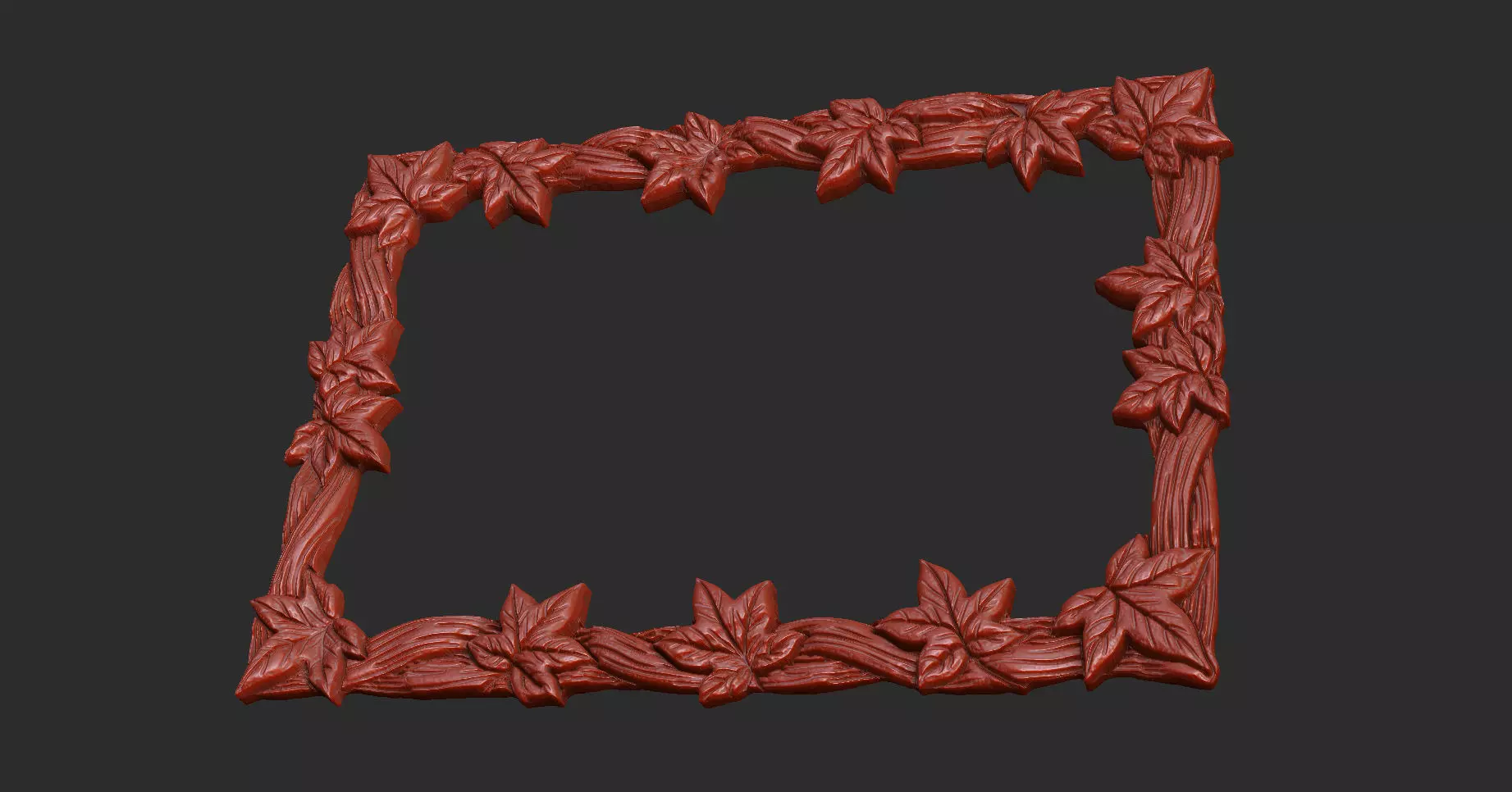 wood mirror frame leave nature carve oak maple winter design 3D print model_4