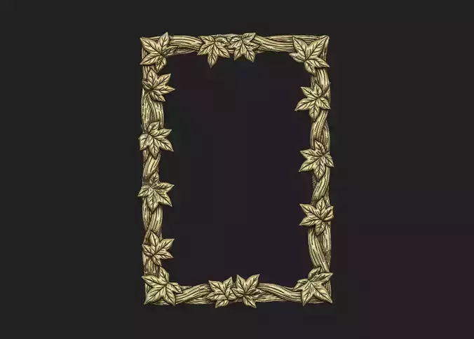 wood mirror frame leave nature carve oak maple winter design 3D print model
