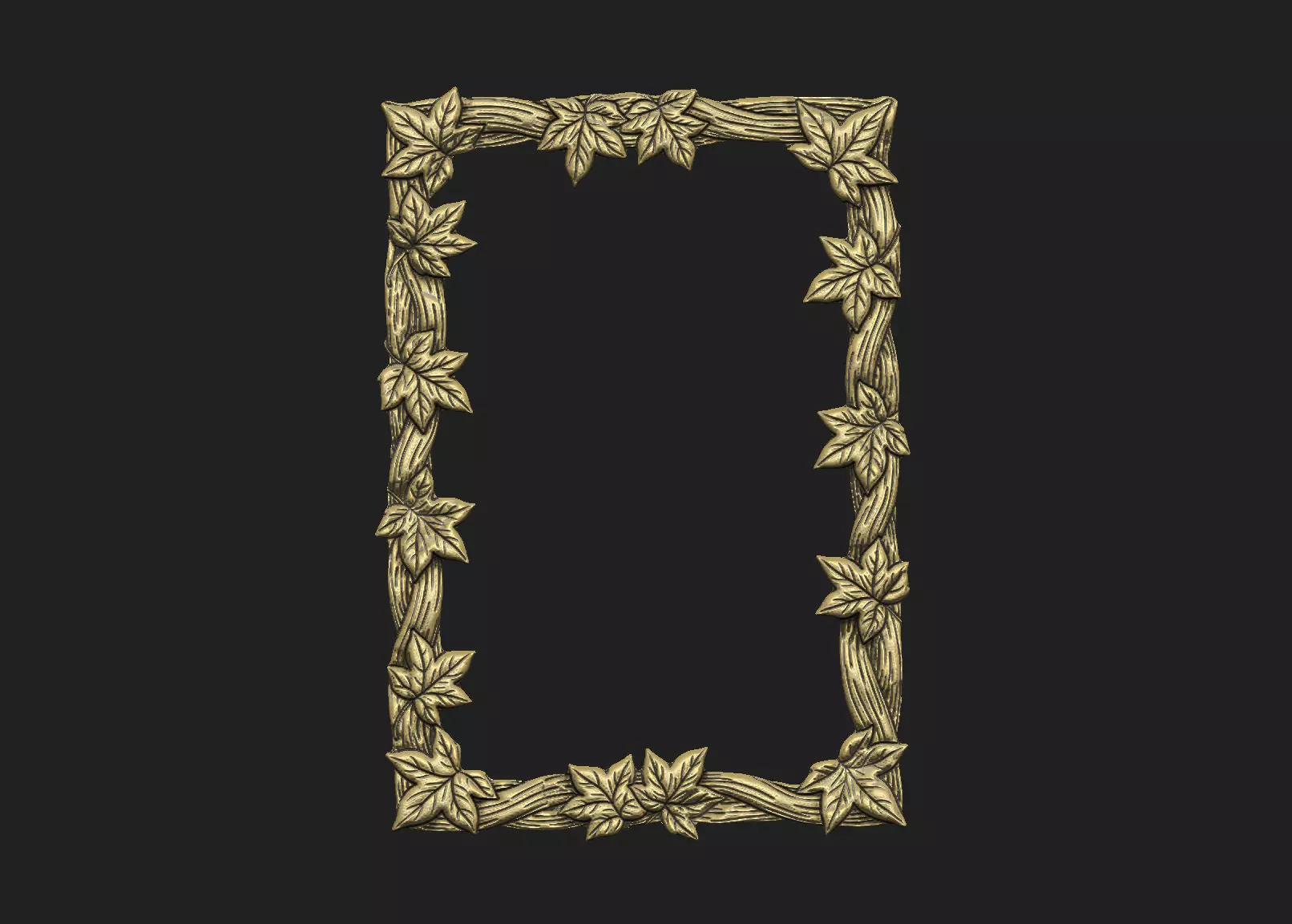 wood mirror frame leave nature carve oak maple winter design 3D print model_0