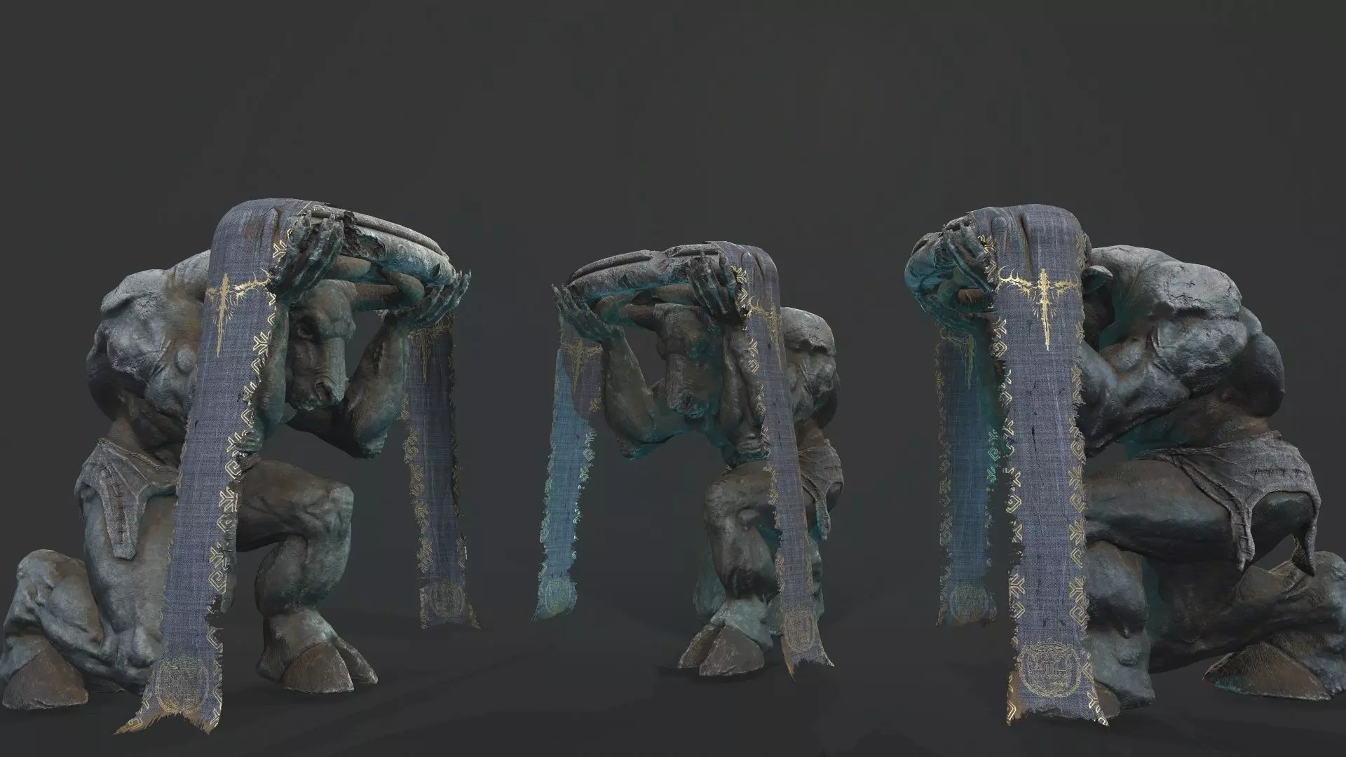 Minotaur Ruin Set Low-poly 3D model_0