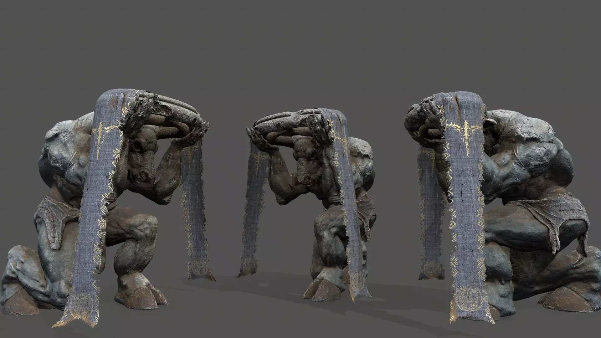 Minotaur Ruin Set Low-poly 3D model_1