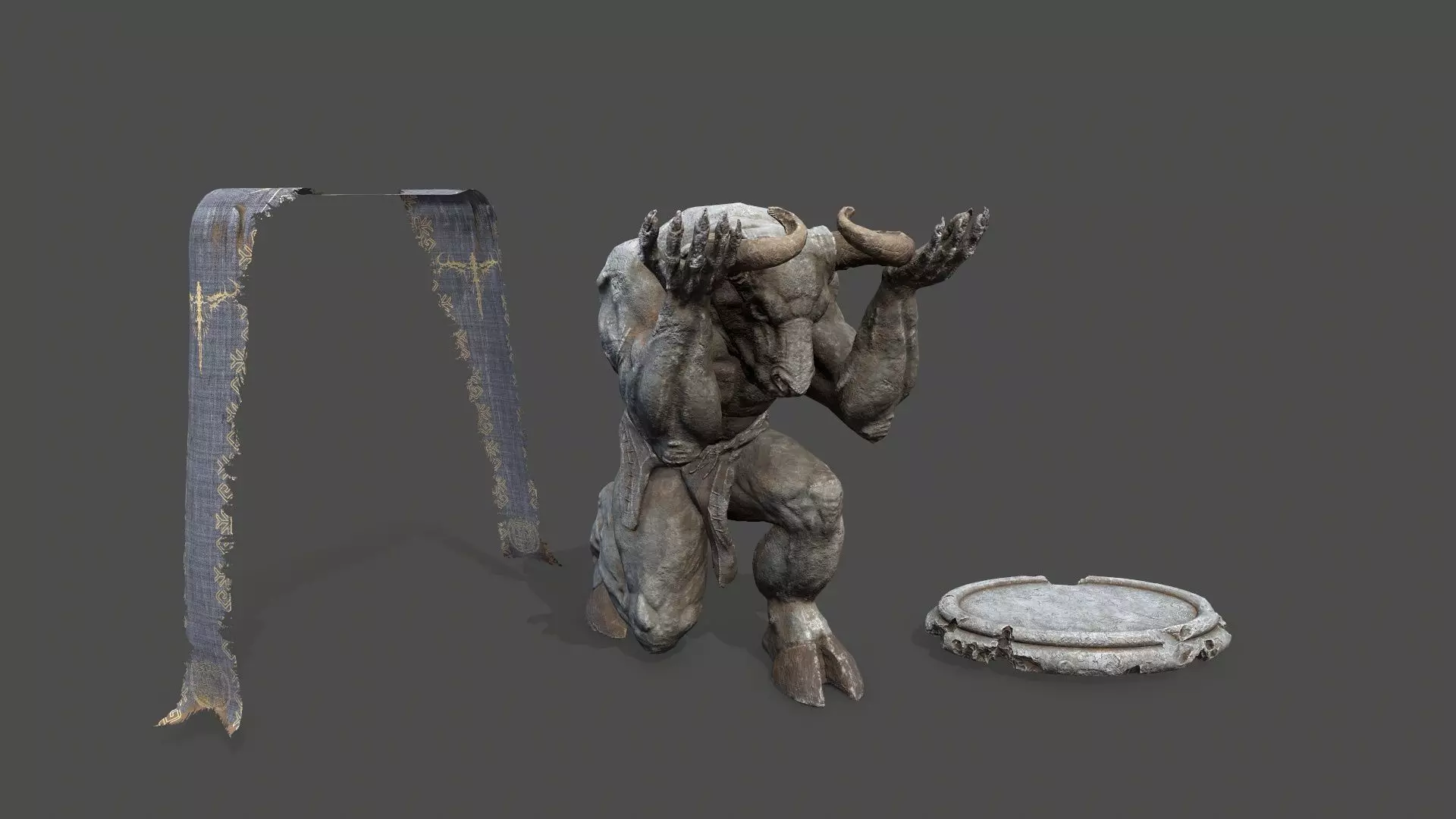 Minotaur Ruin Set Low-poly 3D model_25