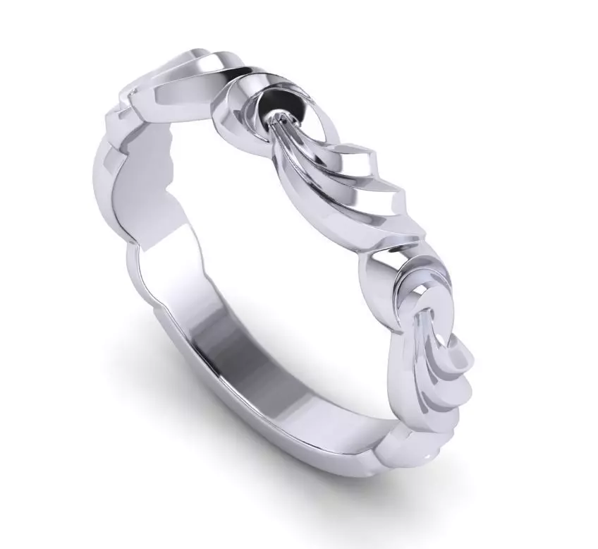 white gold vintage filigree wedding ring 3D print model