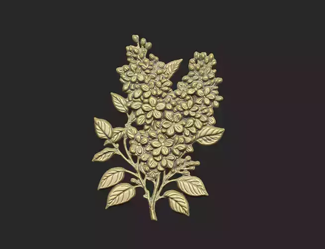 Lilac design cluster leave floral flower grass design carve 3D print model