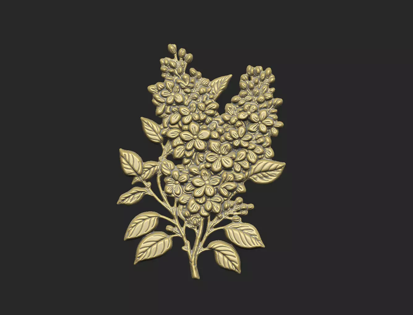 Lilac design cluster leave floral flower grass design carve 3D print model_0