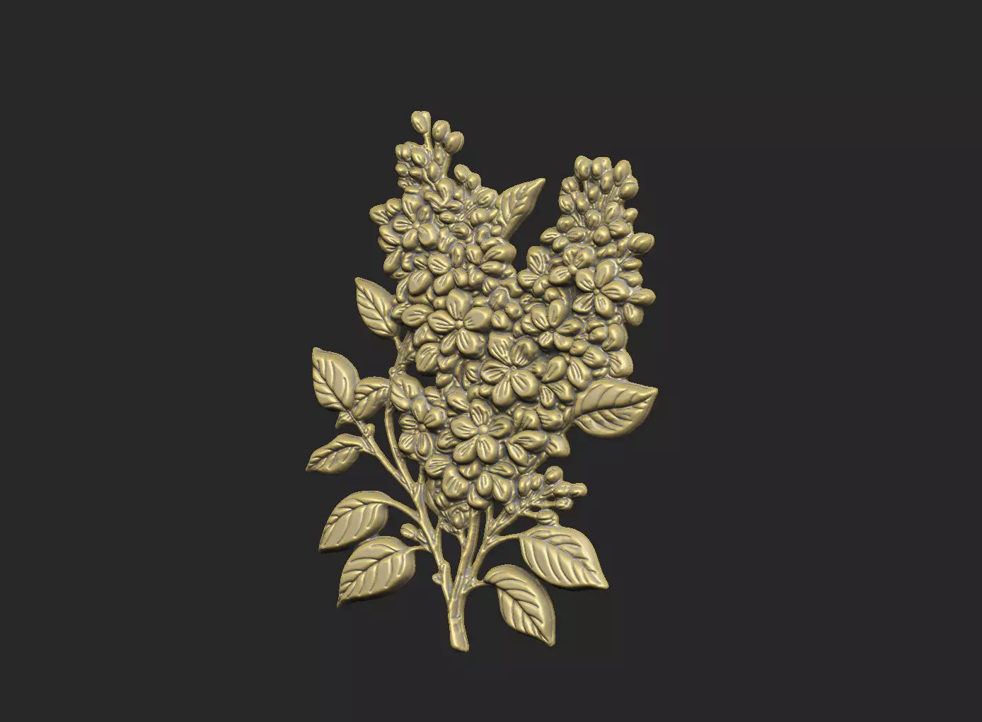 Lilac design cluster leave floral flower grass design carve 3D print model_3
