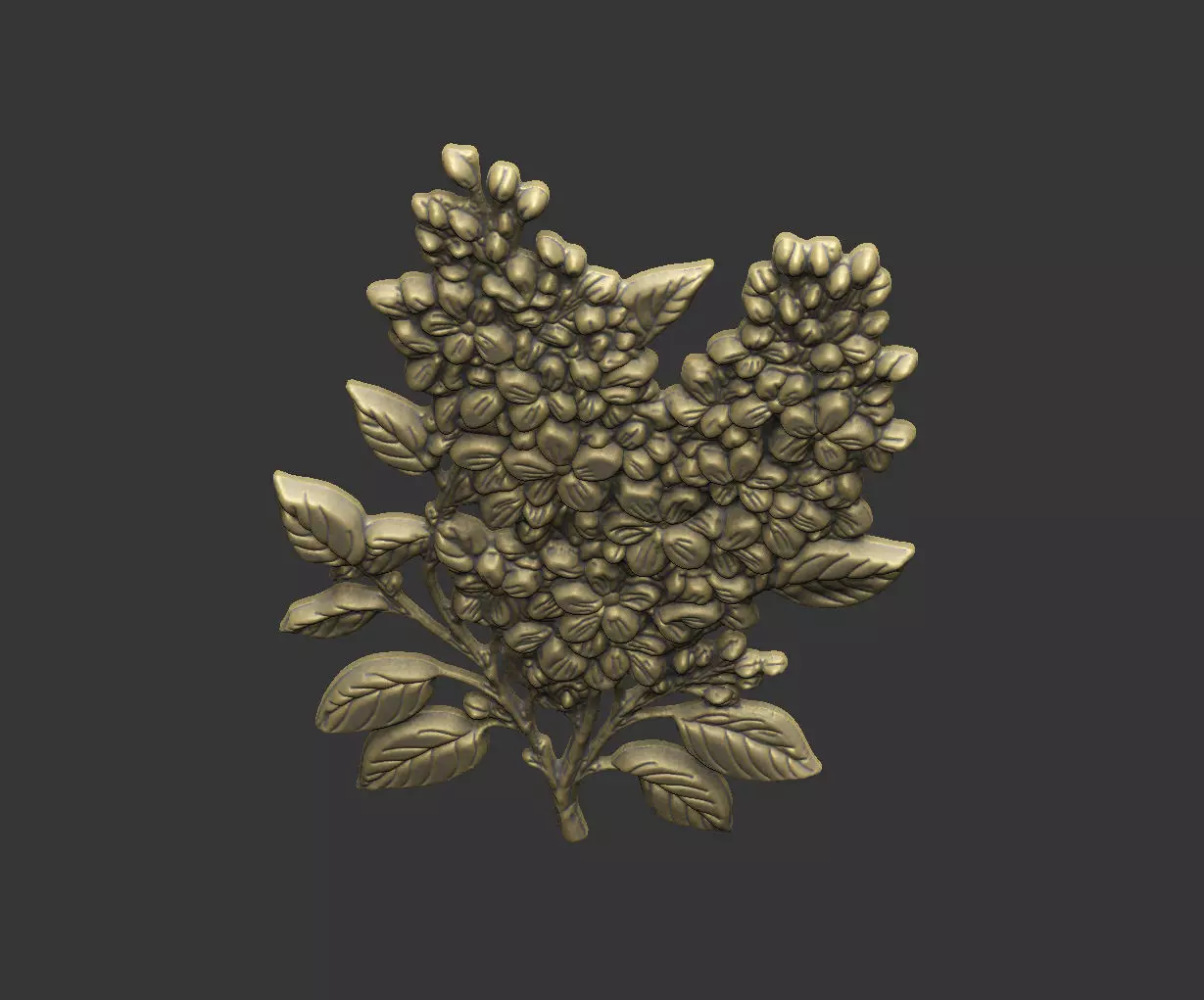 Lilac design cluster leave floral flower grass design carve 3D print model_5