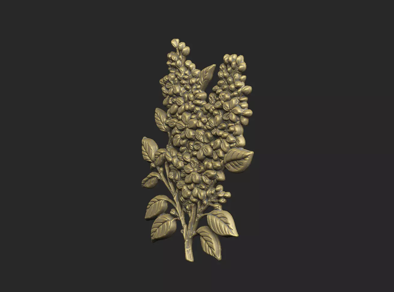 Lilac design cluster leave floral flower grass design carve 3D print model_4