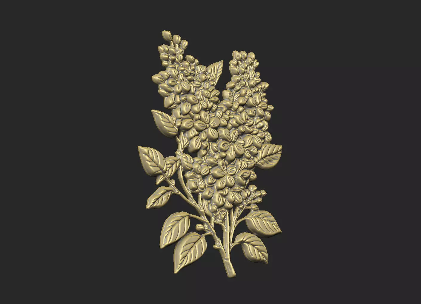 Lilac design cluster leave floral flower grass design carve 3D print model_1