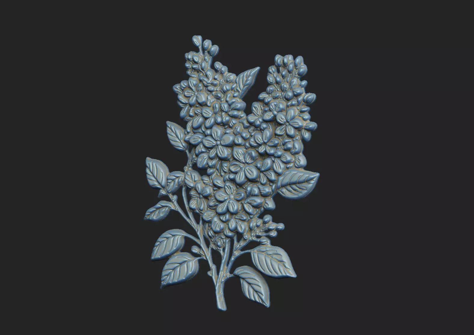 Lilac design cluster leave floral flower grass design carve 3D print model_6