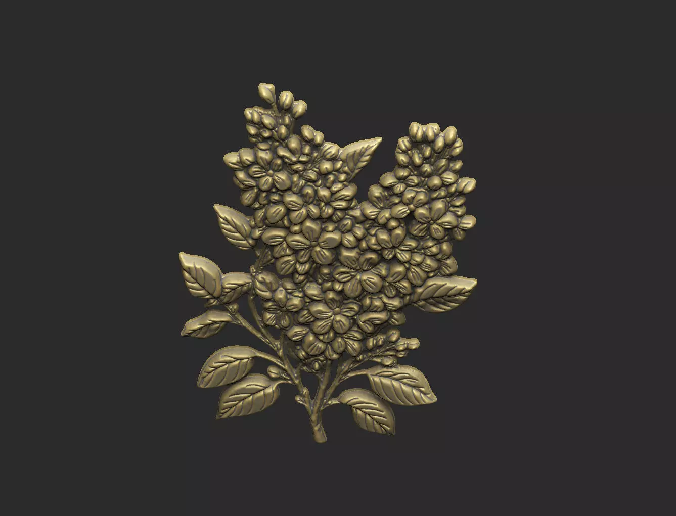 Lilac design cluster leave floral flower grass design carve 3D print model_2