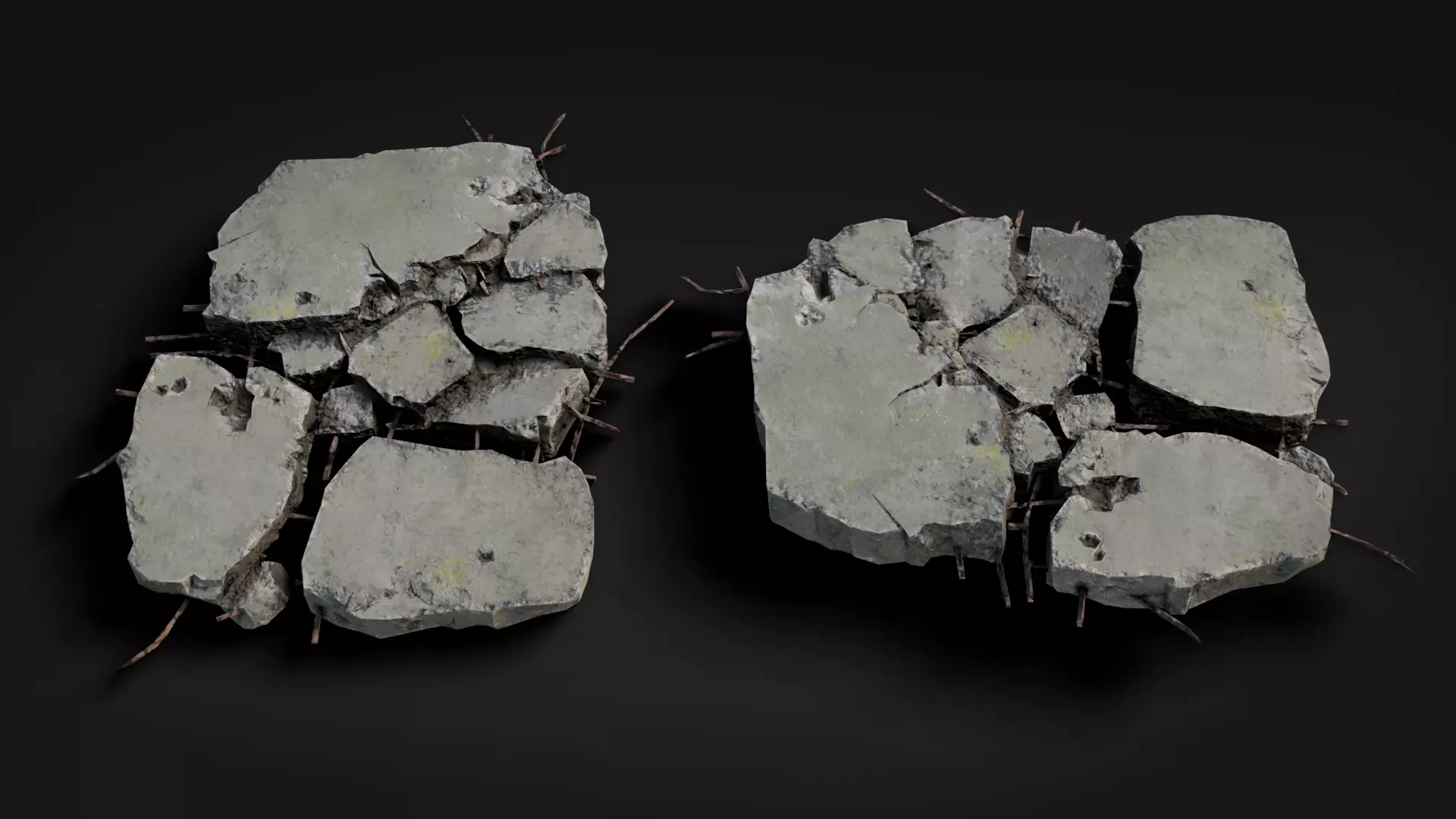 Broken Concrete Rubble Pack - 21 Assets PBR Game Ready Low-poly 3D model_3