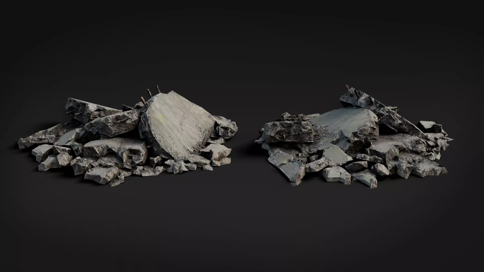 Broken Concrete Rubble Pack - 21 Assets PBR Game Ready Low-poly 3D model_2