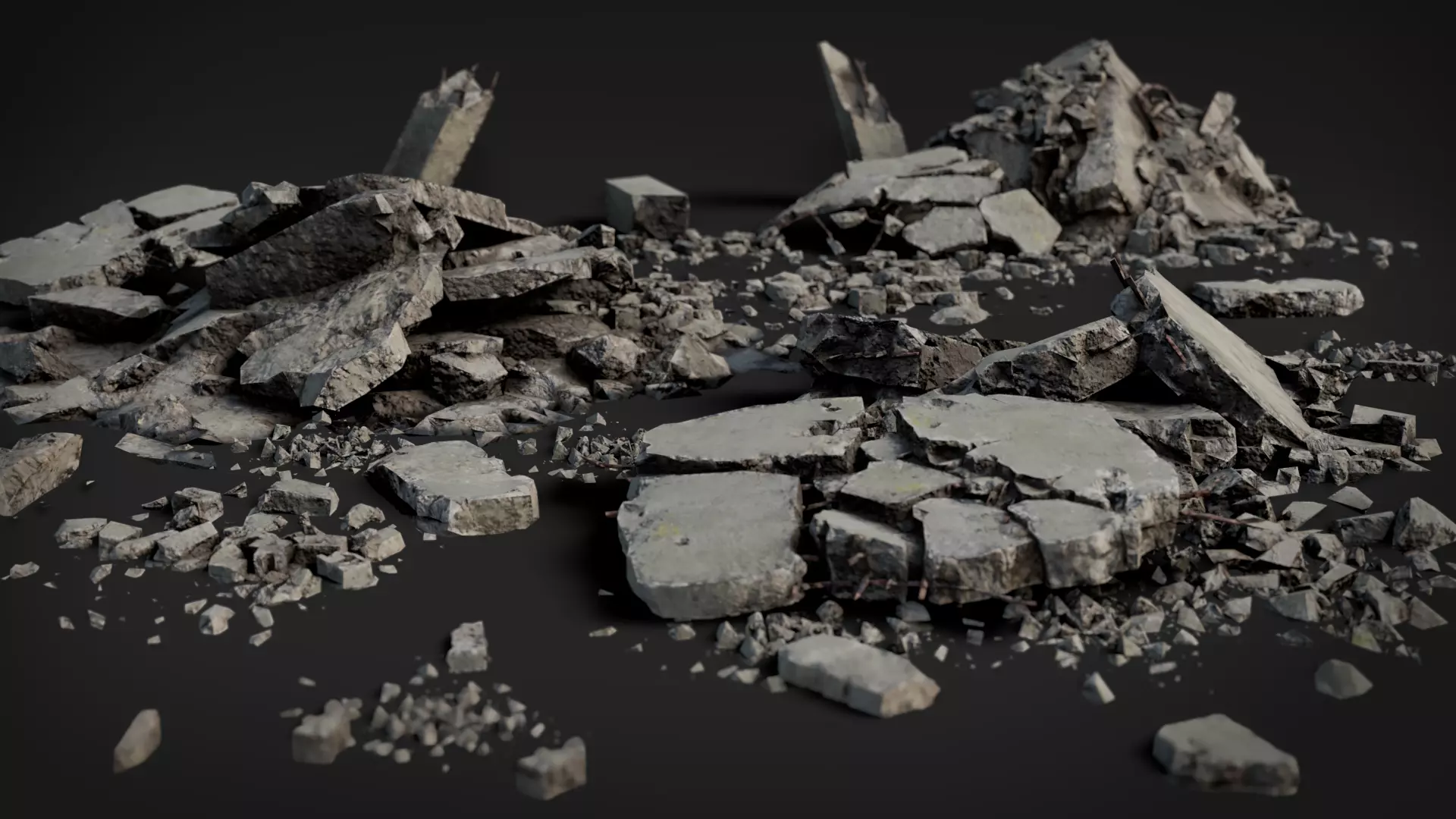 Broken Concrete Rubble Pack - 21 Assets PBR Game Ready Low-poly 3D model_1
