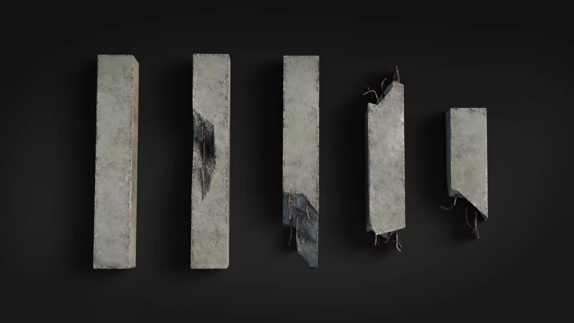 Broken Concrete Rubble Pack - 21 Assets PBR Game Ready Low-poly 3D model_4