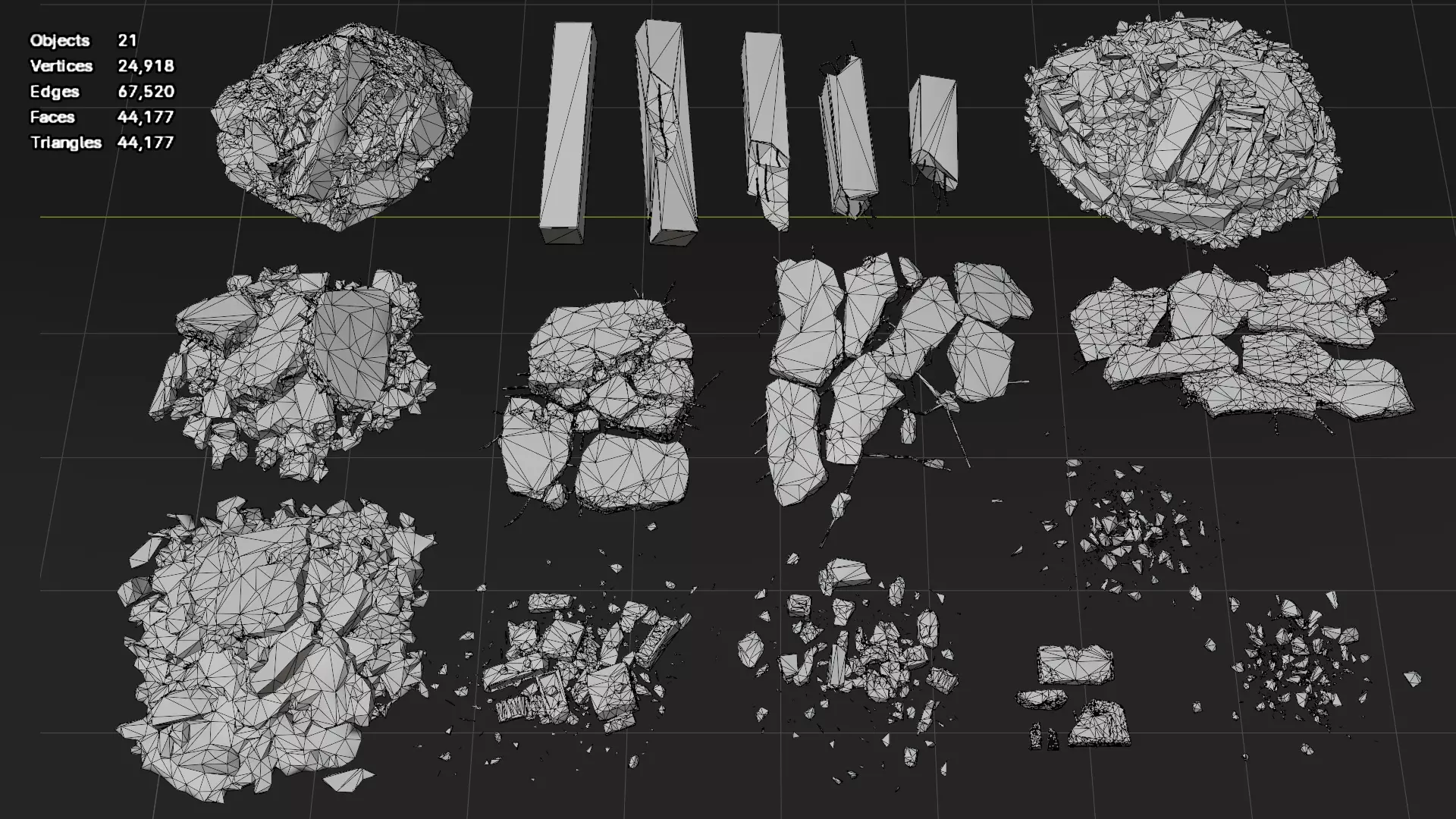 Broken Concrete Rubble Pack - 21 Assets PBR Game Ready Low-poly 3D model_9