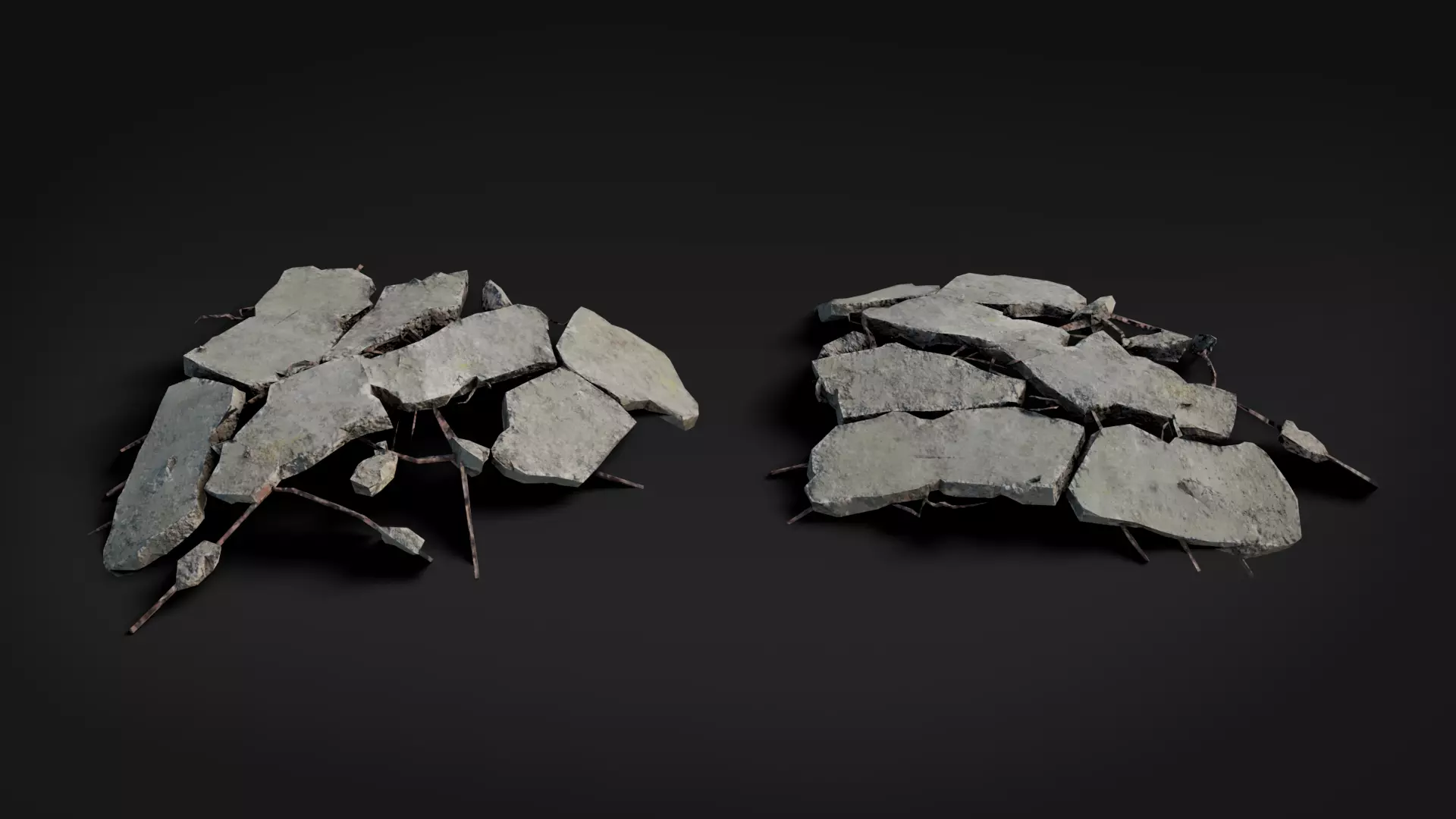 Broken Concrete Rubble Pack - 21 Assets PBR Game Ready Low-poly 3D model_6