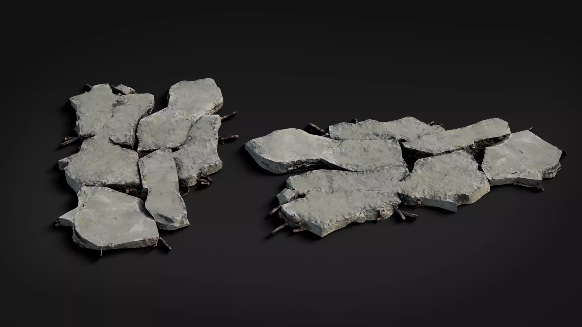 Broken Concrete Rubble Pack - 21 Assets PBR Game Ready Low-poly 3D model_11