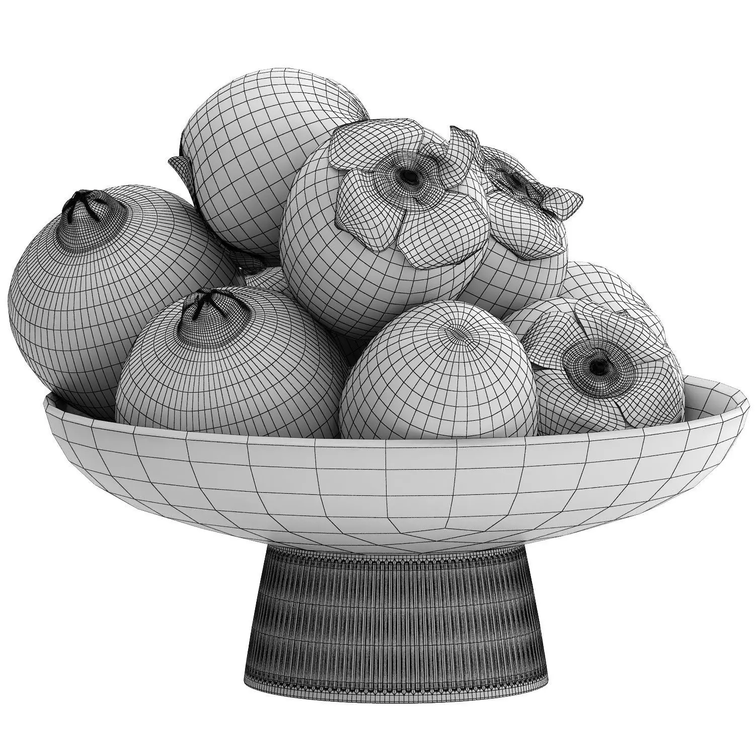 bowl of pomegranate and persimmon fruit 3D model_4