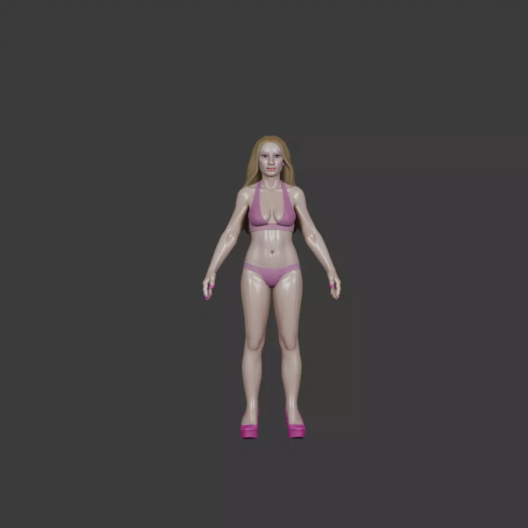 Beautiful Woman Stylized 3D Character Model 3D model_2