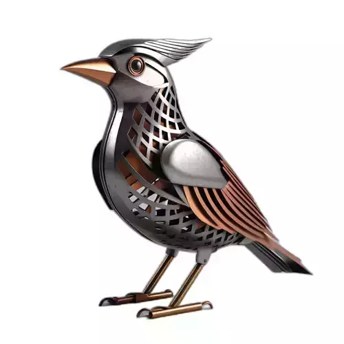 Intricate Metal Bird Sculpture Low-poly 3D model