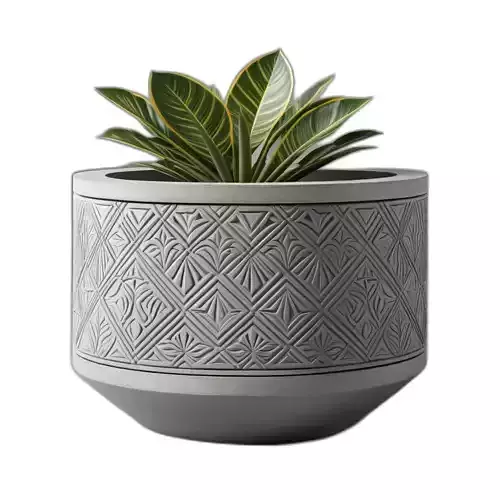 Decorative Potted Snake Plant Concrete Planter Low-poly 3D model