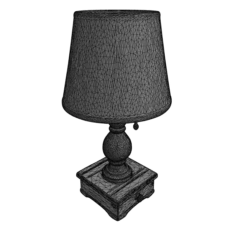 Rustic Table Lamp Burlap Shade Low-poly 3D model_1