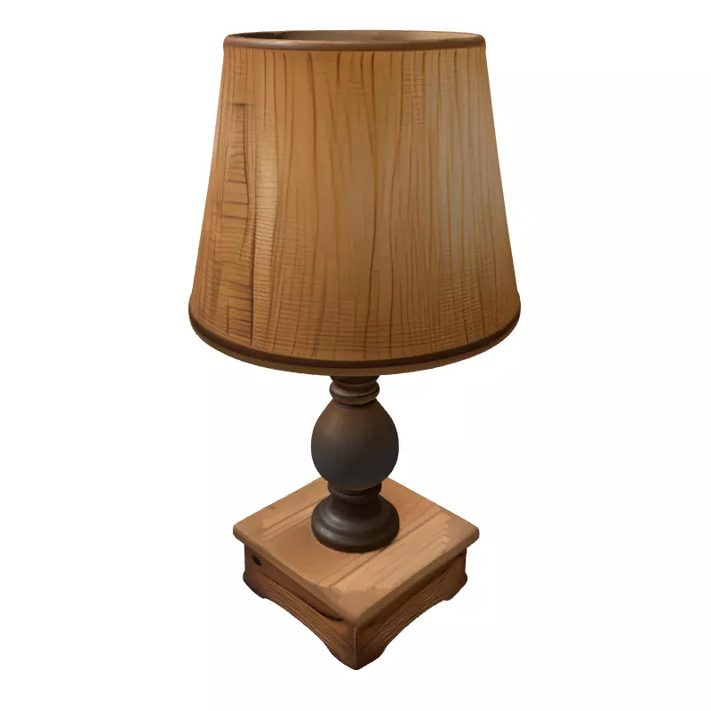 Rustic Table Lamp Burlap Shade Low-poly 3D model_5