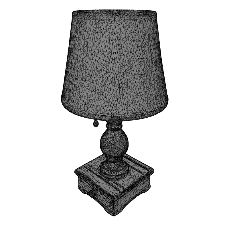 Rustic Table Lamp Burlap Shade Low-poly 3D model_9
