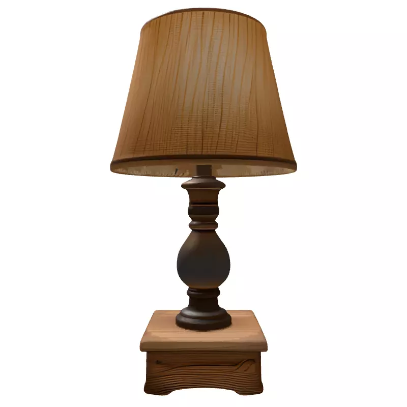 Rustic Table Lamp Burlap Shade Low-poly 3D model_7