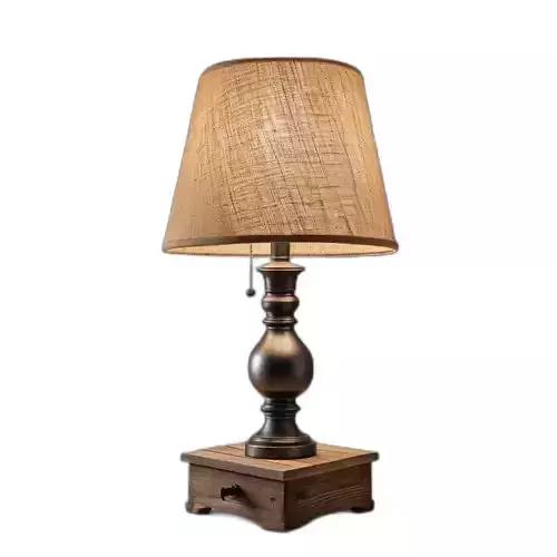 Rustic Table Lamp Burlap Shade