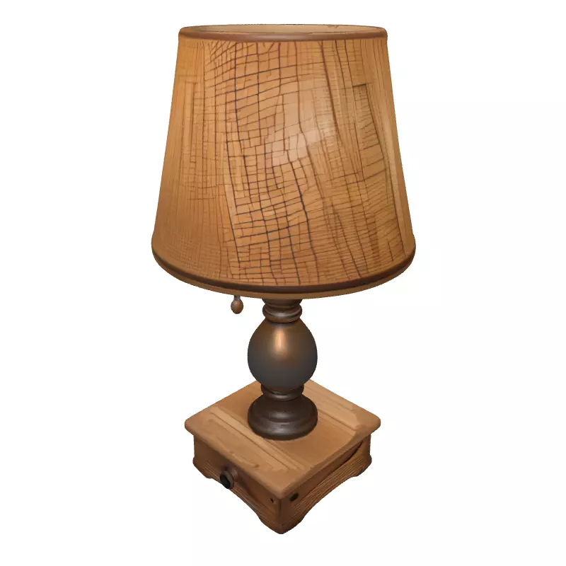 Rustic Table Lamp Burlap Shade Low-poly 3D model_2