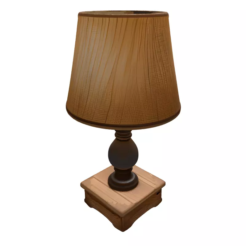 Rustic Table Lamp Burlap Shade Low-poly 3D model_6