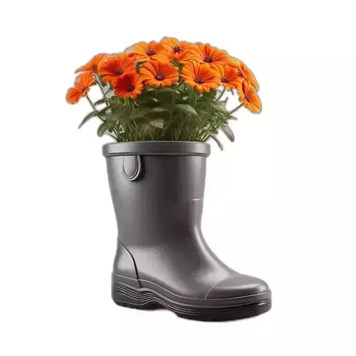 Garden Boot Planter with Orange Flowers