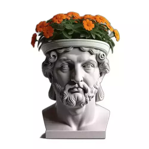 Classical Bust Planter with Flowers