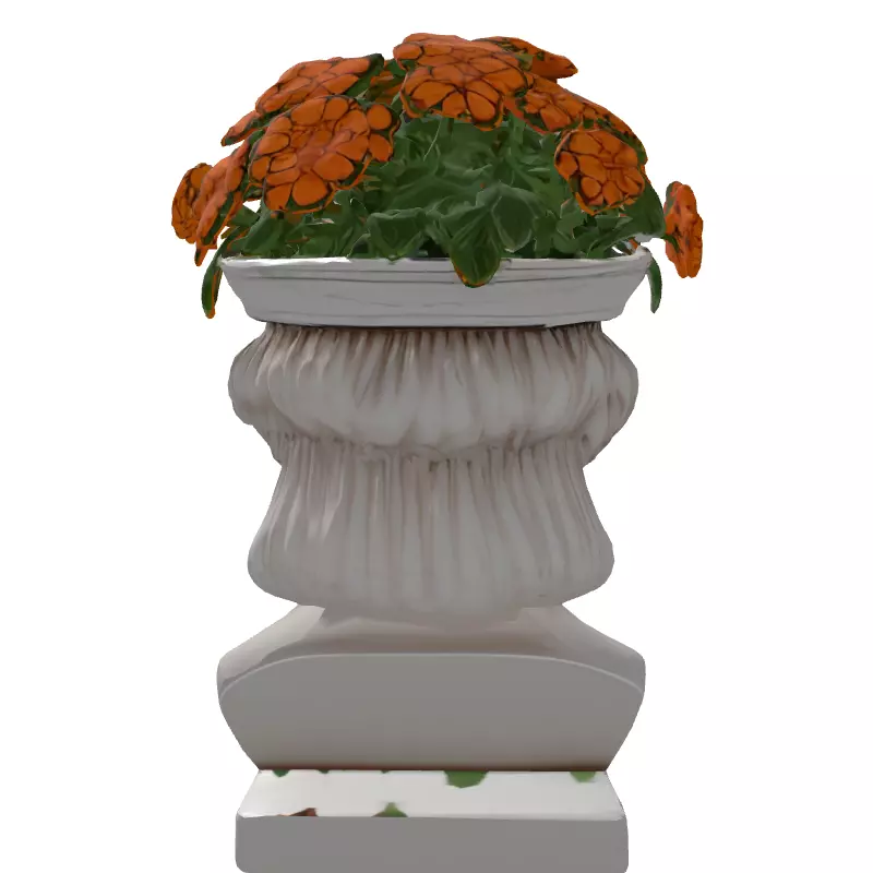Classical Bust Planter with Flowers Low-poly 3D model_7