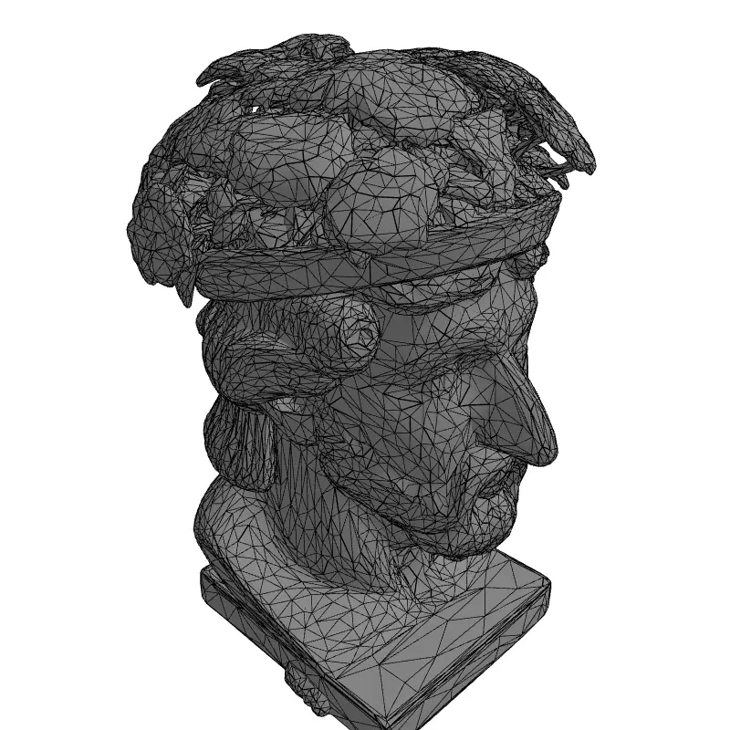 Classical Bust Planter with Flowers Low-poly 3D model_1