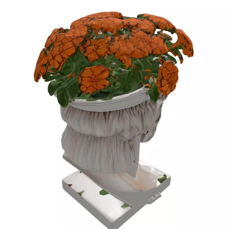 Classical Bust Planter with Flowers Low-poly 3D model_6