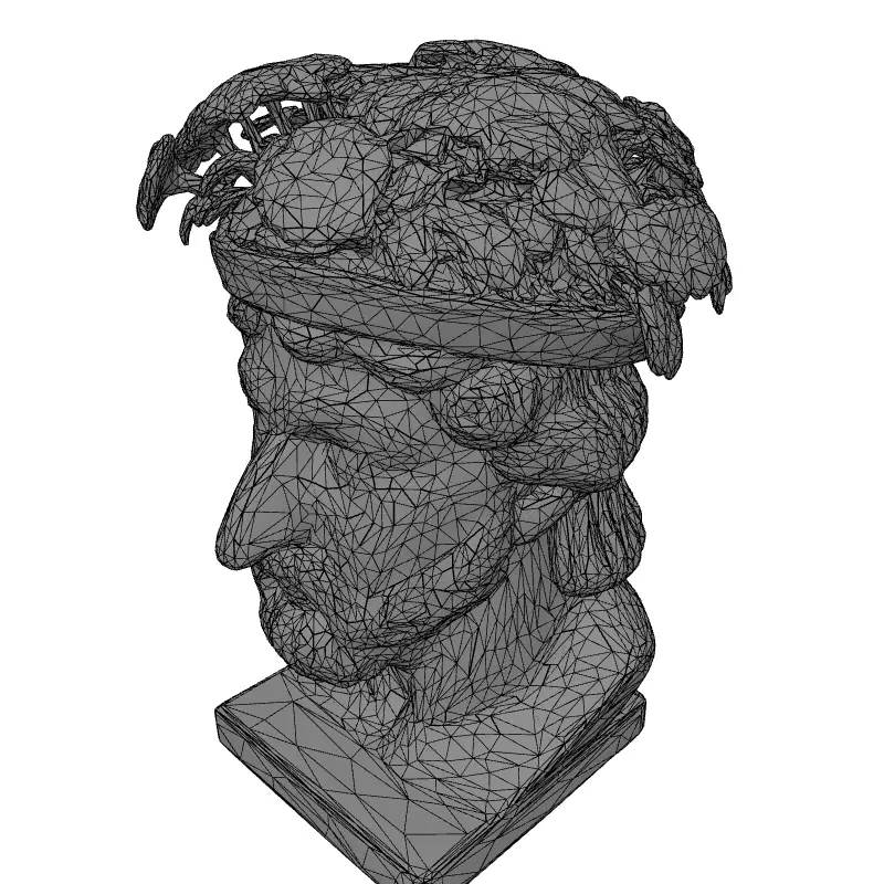 Classical Bust Planter with Flowers Low-poly 3D model_9