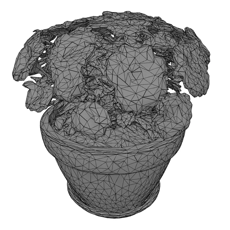 Potted Orange Flower Plant 3D Low-poly 3D model_9