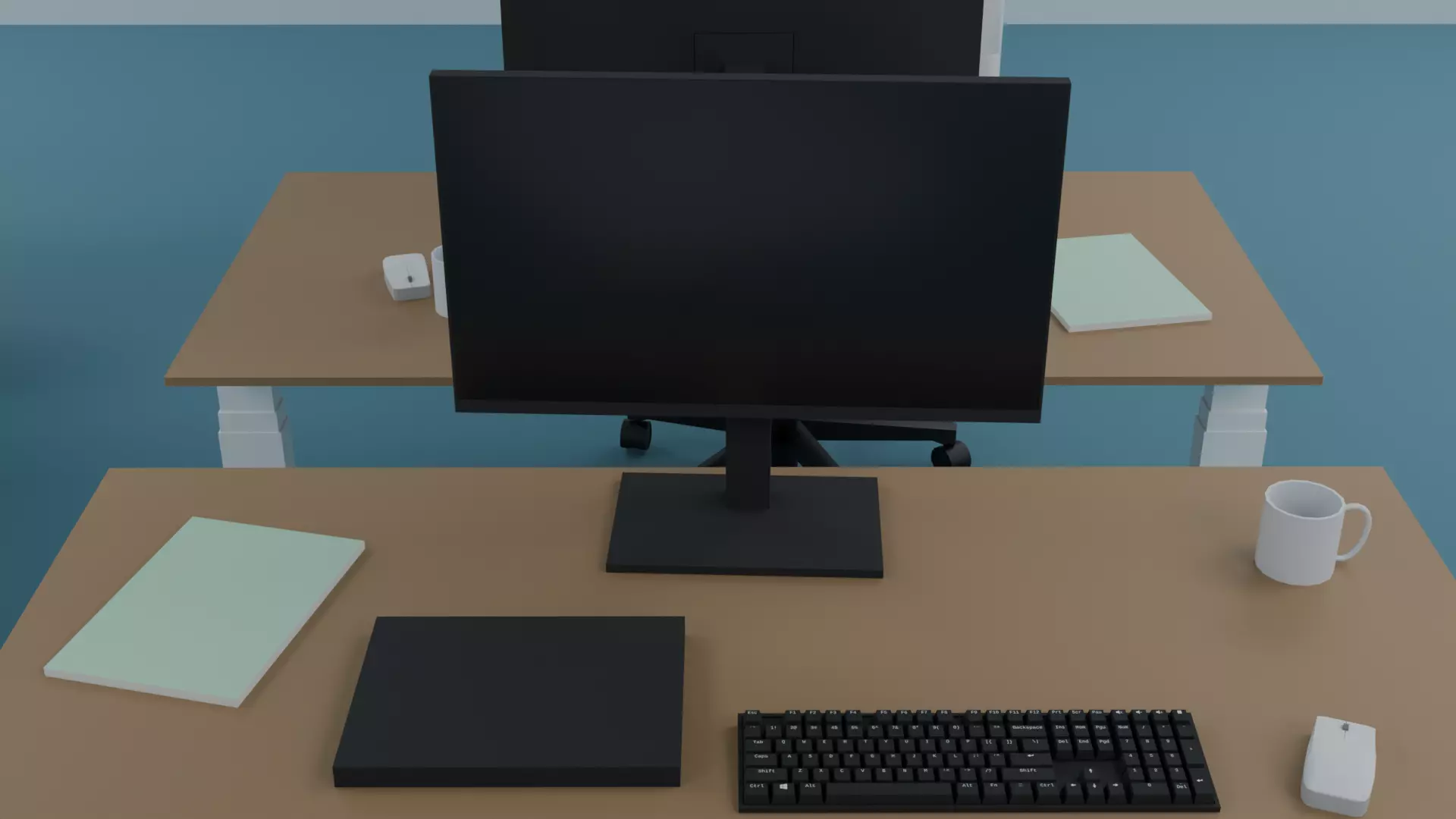 Modern office set with adjustable furniture low poly Low-poly 3D model_2