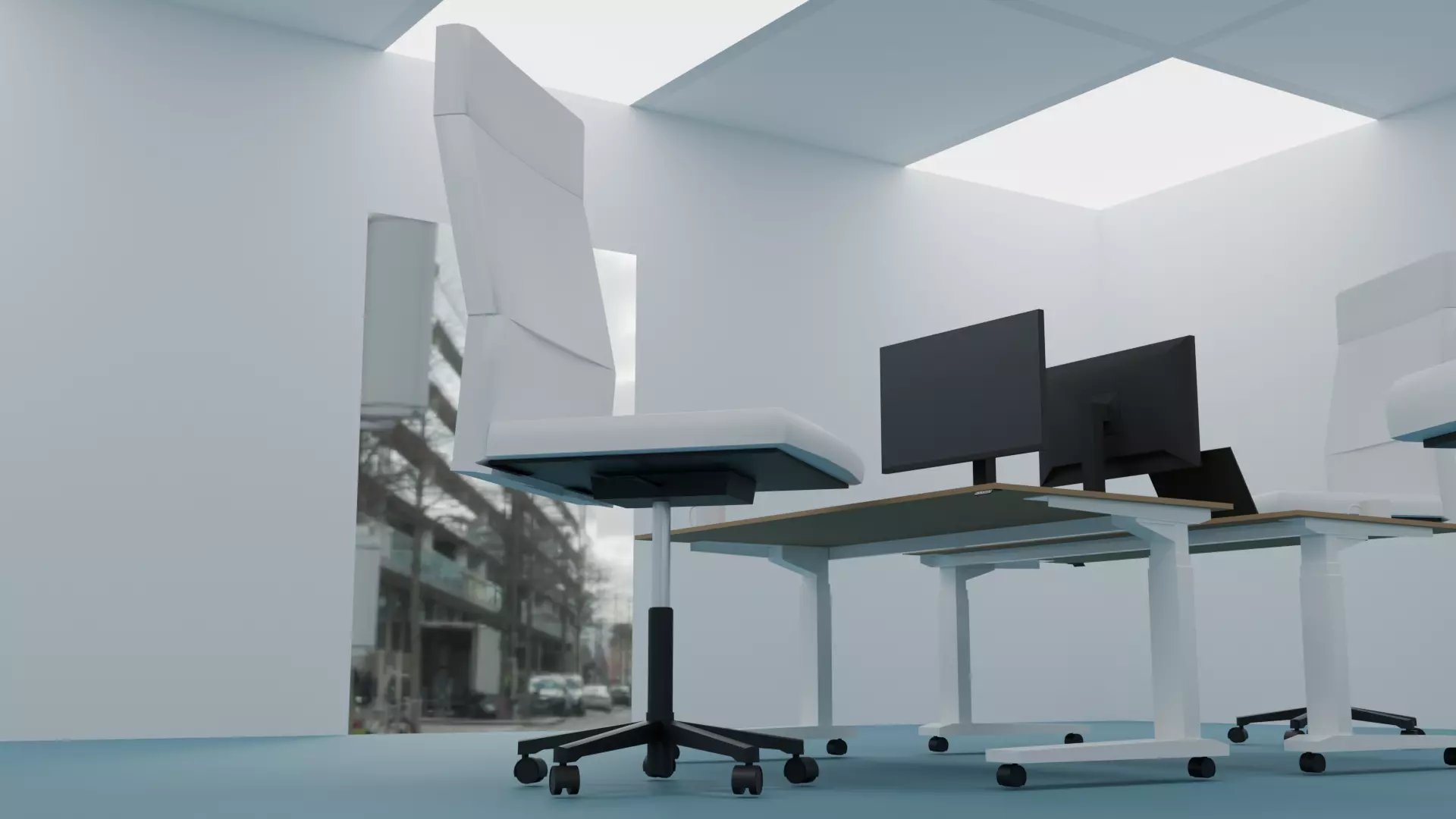 Modern office set with adjustable furniture low poly Low-poly 3D model_6