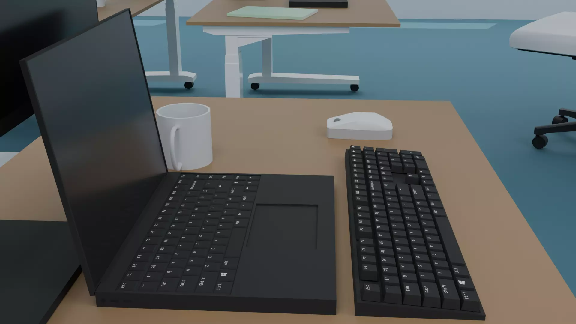 Modern office set with adjustable furniture low poly Low-poly 3D model_3