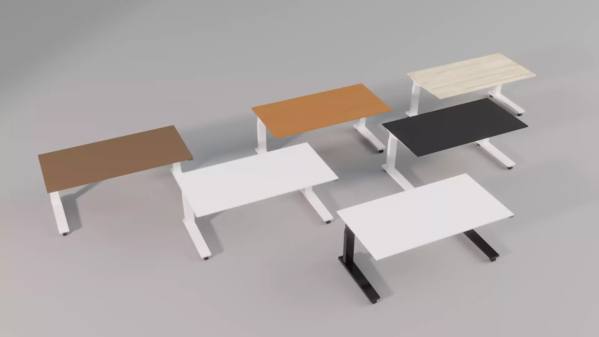 Modern office set with adjustable furniture low poly Low-poly 3D model_8
