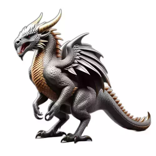 Detailed Silver Gold Fantasy Dragon