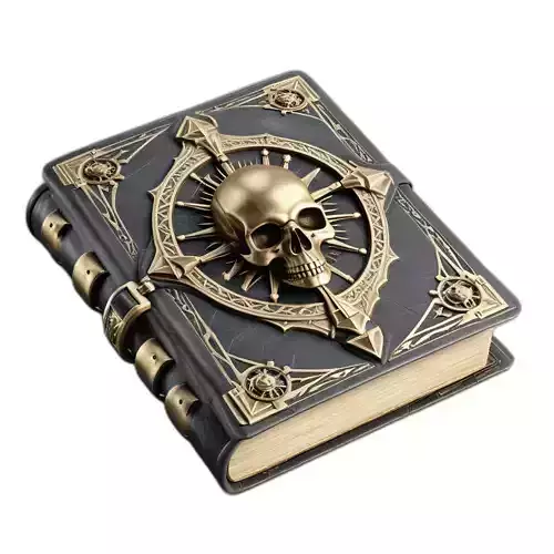 Ancient Fantasy Skull Grimoire Book