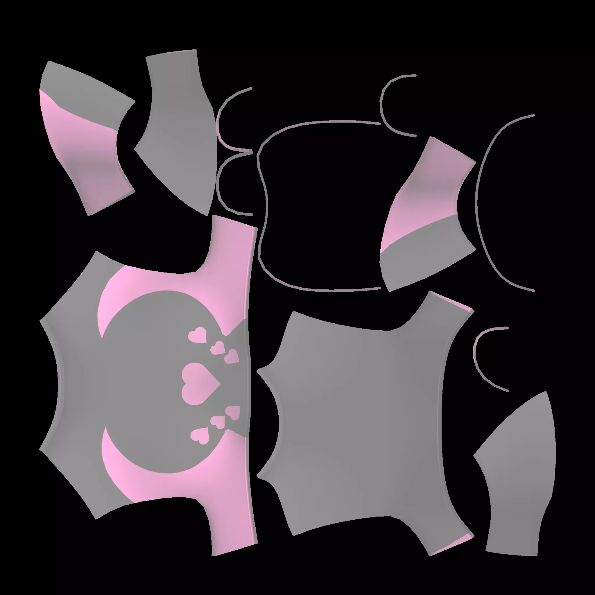 Coquette Outift Top Skirt and Corset rigged for Second Life 3D model_7