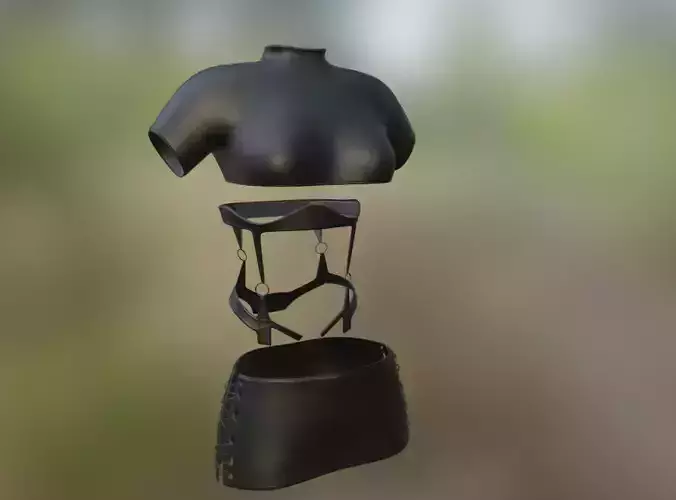 Coquette Outift Top Skirt and Corset rigged for Second Life 3D model