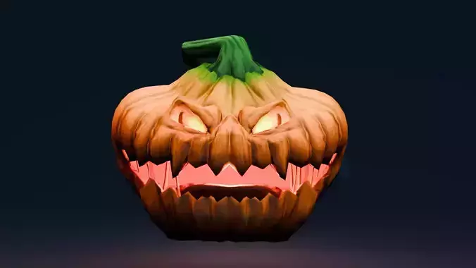  Stylized Halloween Props - Creepy Pumpkin Low-poly 3D model